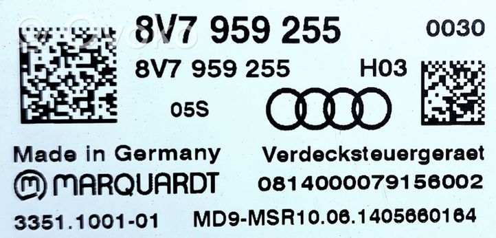 Audi A3 S3 8V Moduł / Sterownik szyberdachu 8V7959255