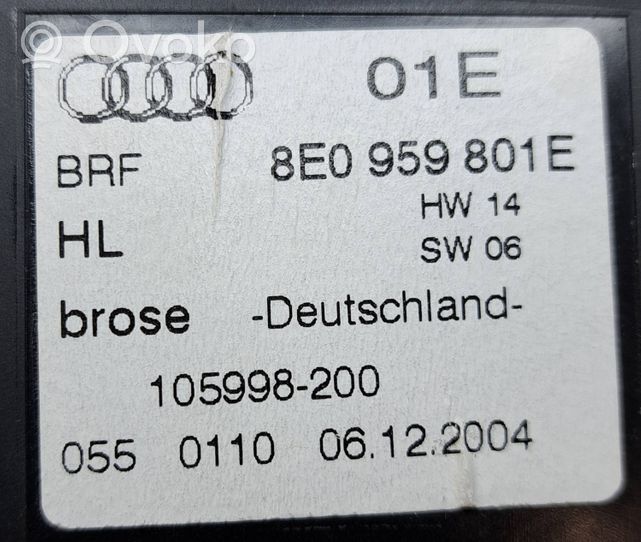 Audi A4 S4 B7 8E 8H Mécanisme lève-vitre de porte arrière avec moteur 8E0959801E