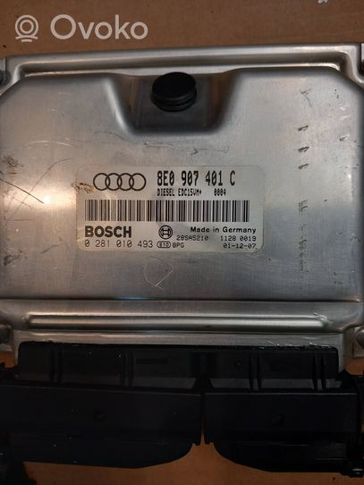 Audi A4 S4 B6 8E 8H Moottorin ohjainlaite/moduuli 8E0907401C