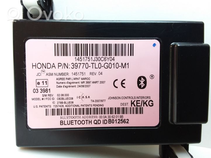 Honda Accord Module unité de contrôle Bluetooth 39770TL0G010M1