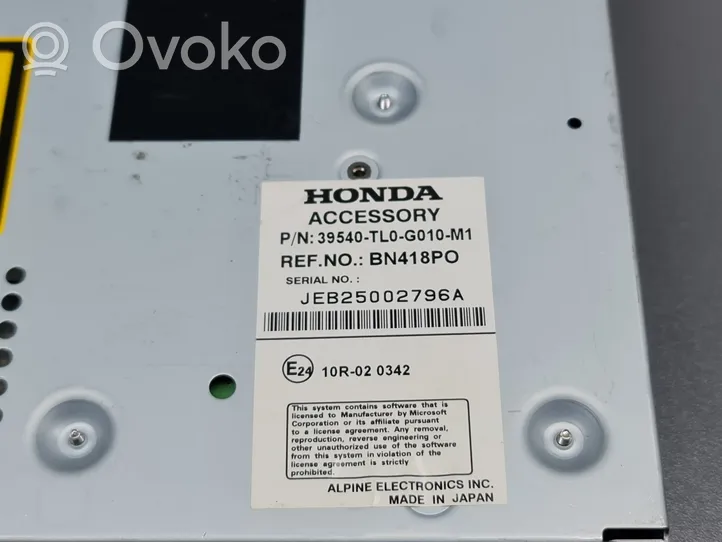 Honda Accord Unità di navigazione lettore CD/DVD 39540TL0G010M1