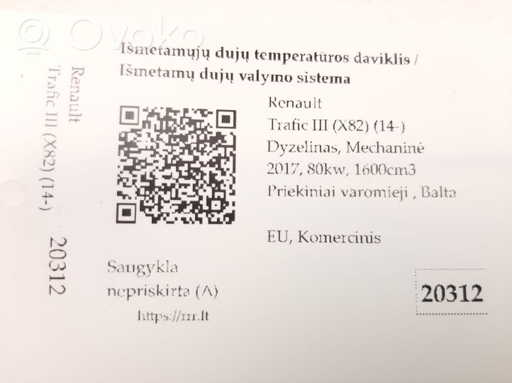 Renault Trafic III (X82) Czujnik temperatury spalin 226400467R