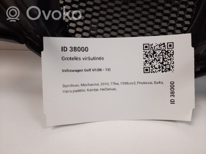 Volkswagen Golf VI Etupuskurin ylempi jäähdytinsäleikkö 5K0853653