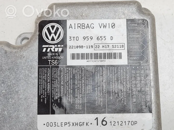 Skoda Superb B6 (3T) Sterownik / Moduł Airbag 3T0959655D