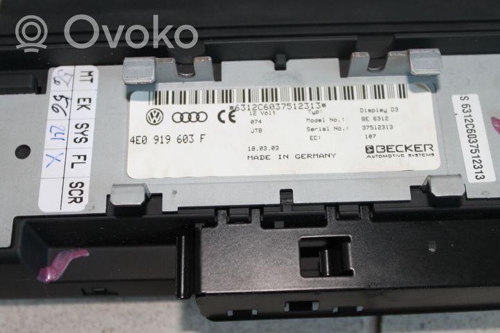 Audi A8 S8 D3 4E Monitor/display/piccolo schermo 4E0919603F