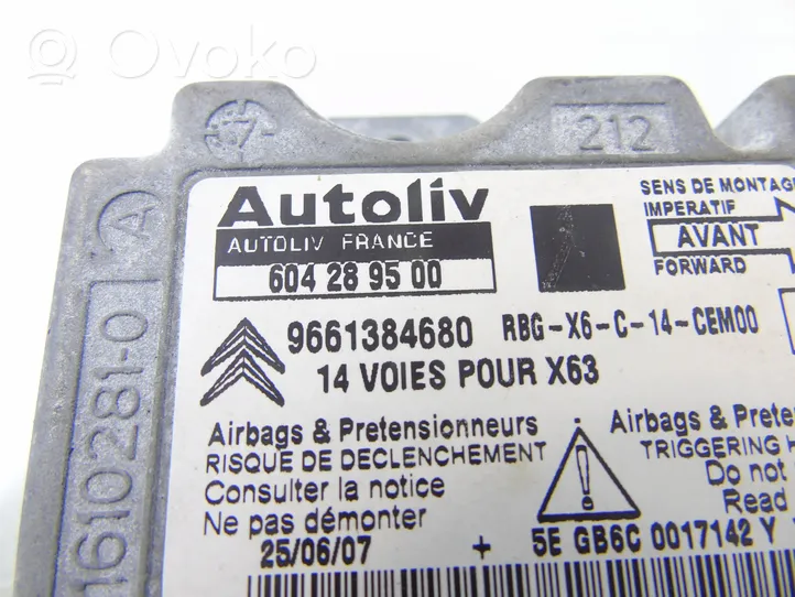 Citroen C6 Airbag control unit/module 9661384680