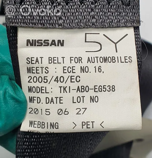 Nissan Micra Ceinture de sécurité arrière centrale (siège) 0539302