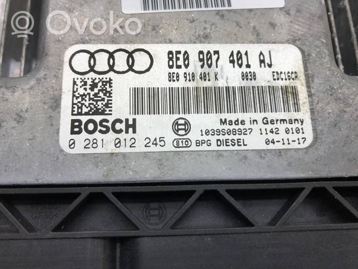 Audi A4 S4 B7 8E 8H Kit centralina motore ECU e serratura 8e0907401aj