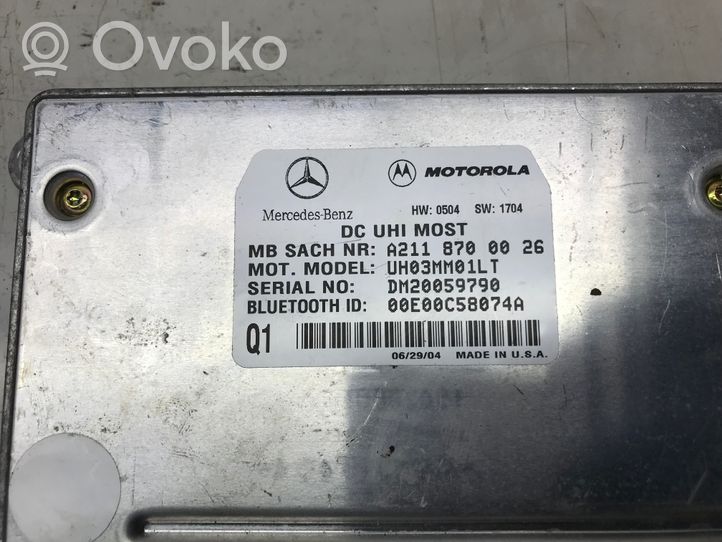 Mercedes-Benz C W203 Bluetoothin ohjainlaite/moduuli A2118700026