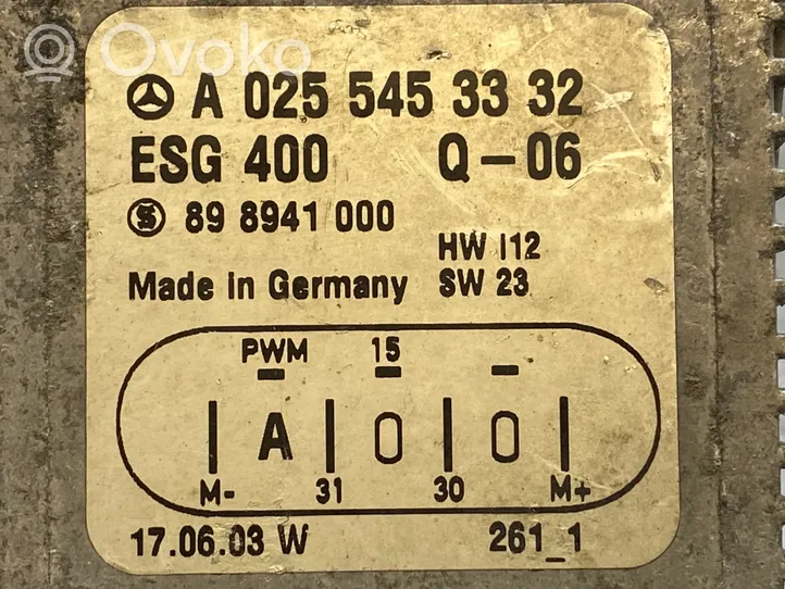 Mercedes-Benz SLK R170 Sterownik / Moduł wentylatorów A0255453332