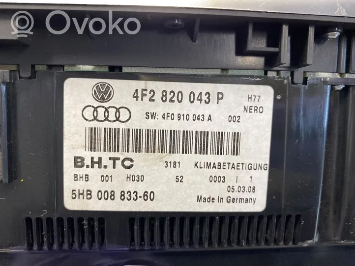 Audi A6 S6 C6 4F Ilmastoinnin ohjainlaite 4F2820043P