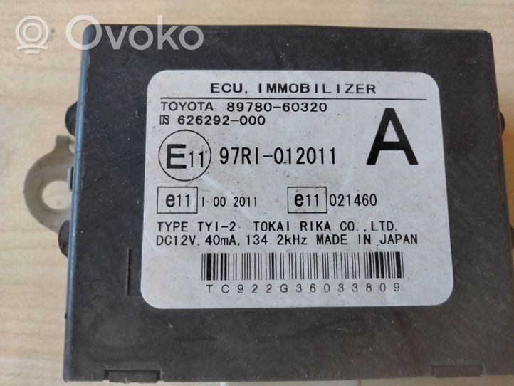 Toyota Land Cruiser (J120) Centralina/modulo immobilizzatore 97RI012011