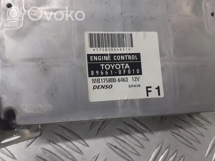 Toyota Corolla Verso E121 Unité de commande, module ECU de moteur 89661-0F010