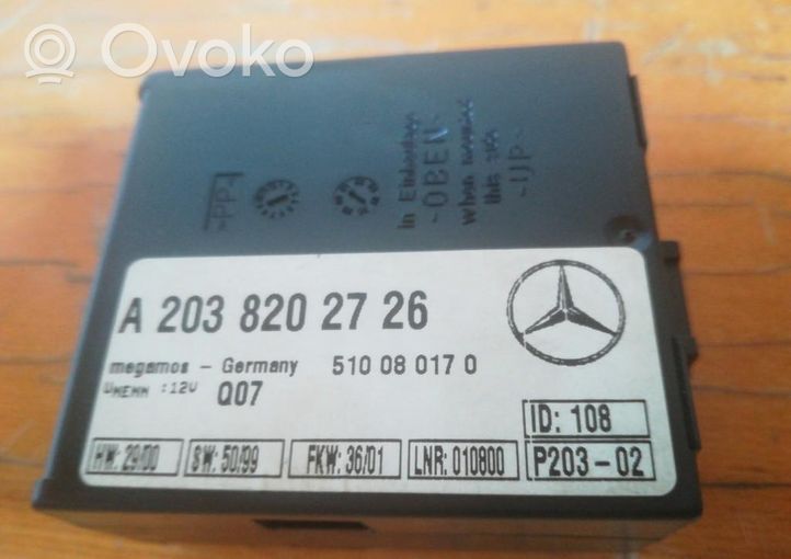 Mercedes-Benz C W203 Centralina/modulo allarme A2038202726