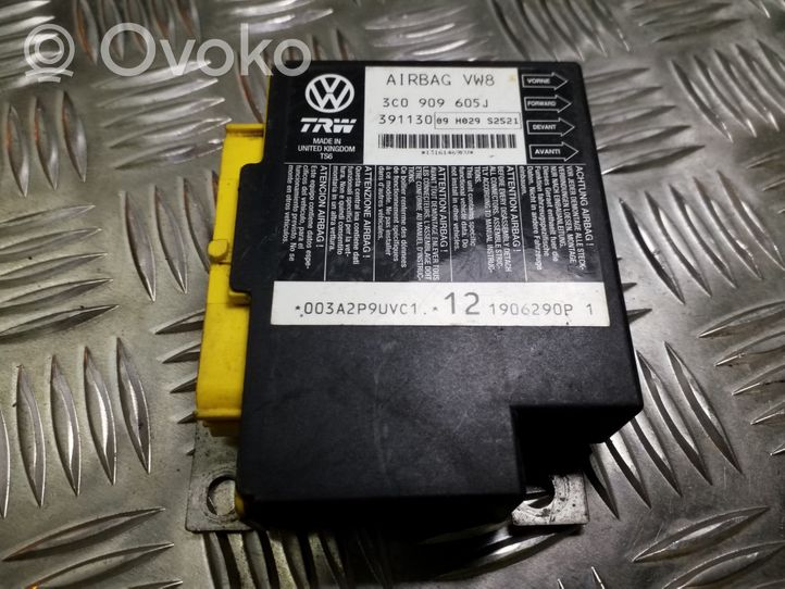 Volkswagen PASSAT B6 Oro pagalvių valdymo blokas 3C0909605J