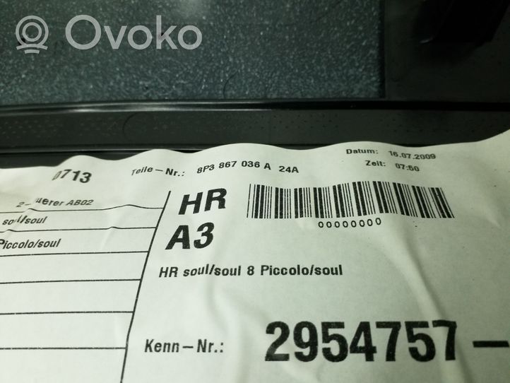 Audi A3 S3 8P Dvidurio galinių vietų šoninis apdailos skydas 8P3867036A