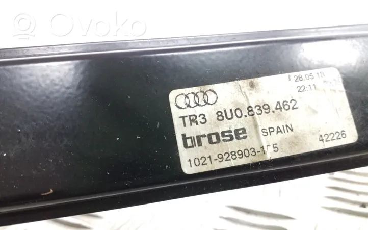 Audi Q3 8U Mechanizm podnoszenia szyby tylnej bez silnika 8U0839462