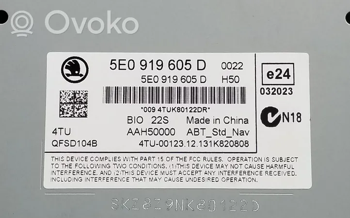 Skoda Octavia Mk3 (5E) Panel / Radioodtwarzacz CD/DVD/GPS 5E0919605D