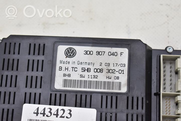 Volkswagen Phaeton Boîte à fusibles relais 3D0907040F
