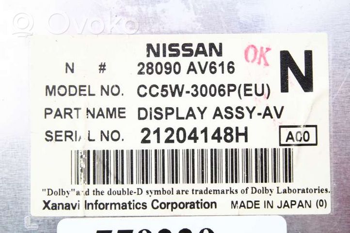 Nissan Primera Radio/CD/DVD/GPS-pääyksikkö 28090AV616