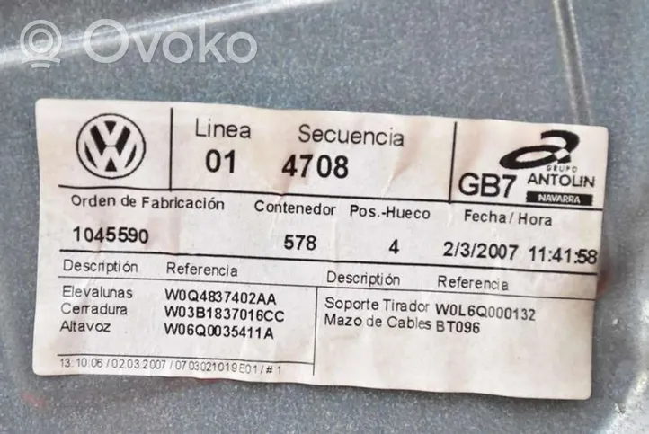 Volkswagen Polo IV 9N3 Elektryczny podnośnik szyby drzwi przednich 6Q4837756