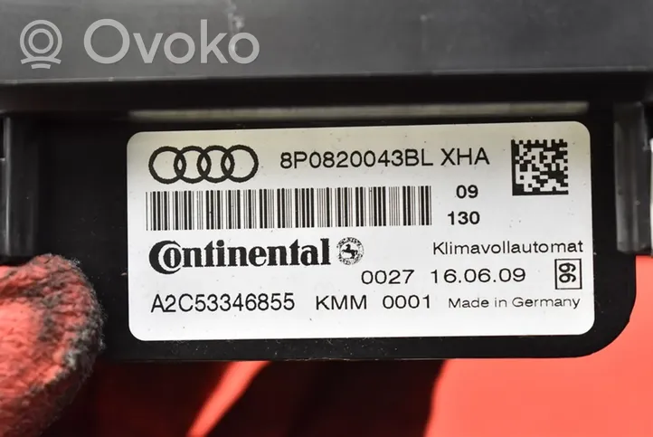 Audi A3 S3 A3 Sportback 8P Climate control unit 8P0820043BL