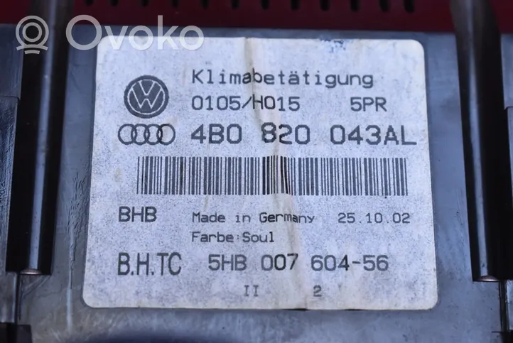 Audi A6 Allroad C5 Ilmastoinnin ohjainlaite 4B0820043AL