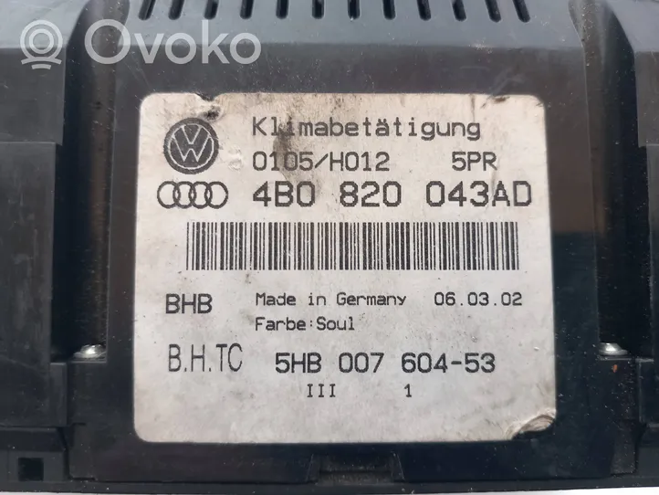 Audi A6 S6 C5 4B Ilmastoinnin ohjainlaite 4B0820043AD