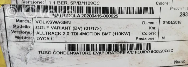 Audi A3 S3 8V Kompressorin ilmanoton letku 5Q0820741C