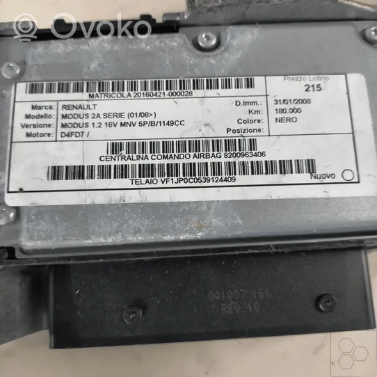 Renault Modus Module de contrôle airbag 8200963406