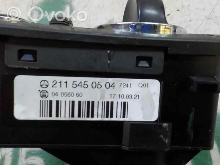 Mercedes-Benz E W211 Interruptor de control del panel de luces A21154505047241