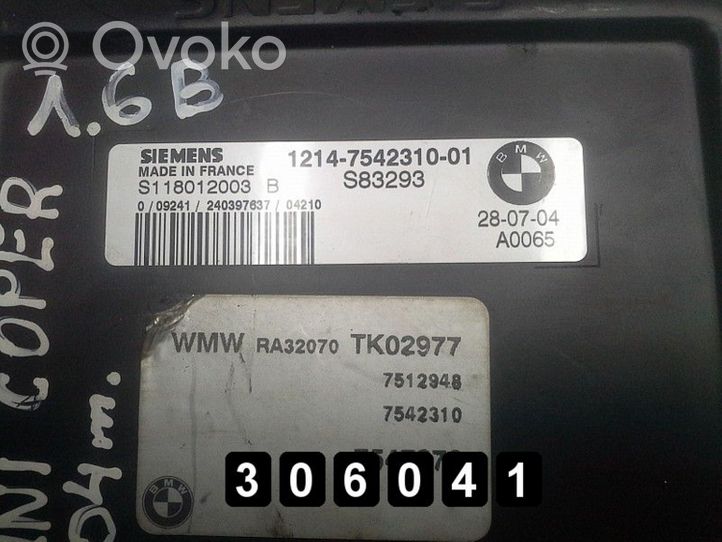 Mini One - Cooper Cabrio R52 Calculateur moteur ECU 1214-7542310-01