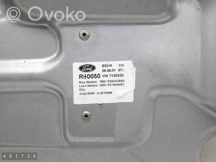 Ford C-MAX I Mechanizm podnoszenia szyby przedniej bez silnika 7M51R203A28BA