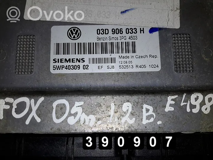 Volkswagen Fox Komputer / Sterownik ECU i komplet kluczy 03d906033h