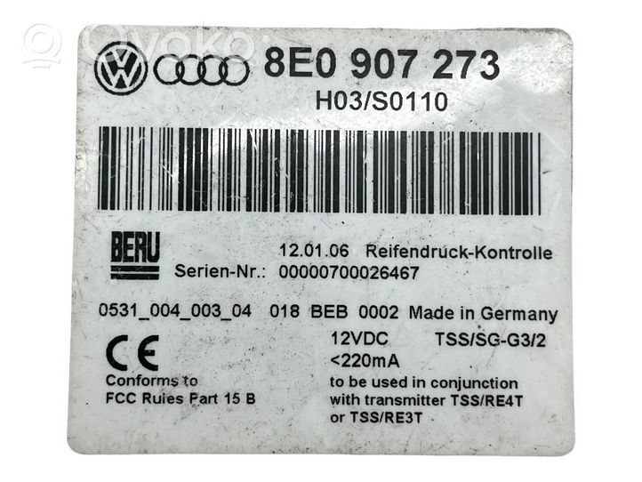 Audi A4 S4 B7 8E 8H Centralina della pressione pneumatico 8E0907273