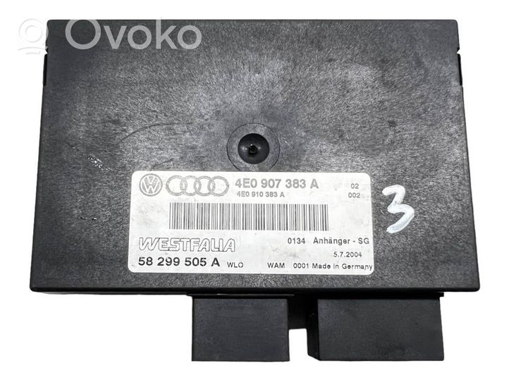 Audi A8 S8 D3 4E Priekabos kablio valdymo blokas 4E0907383A