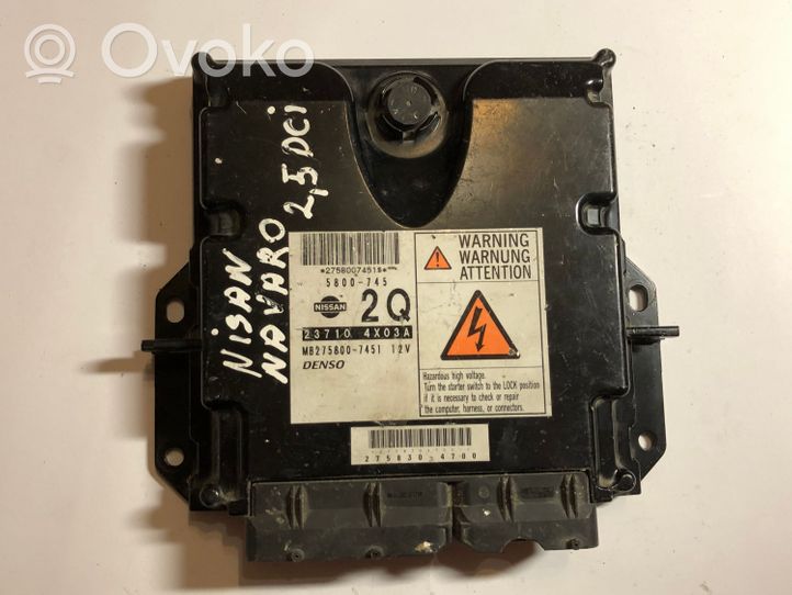 Nissan Navara D40 Calculateur moteur ECU 237104X03A