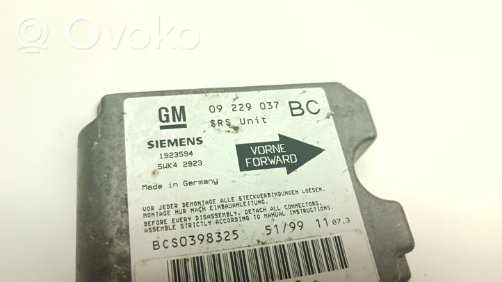 Opel Astra G Centralina/modulo airbag 09229037BC