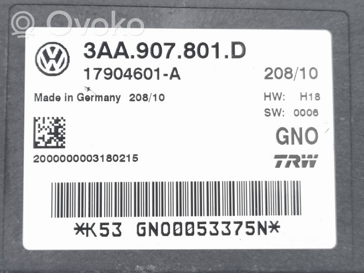 Volkswagen PASSAT B7 Modulo di controllo del freno a mano 3AA907801D