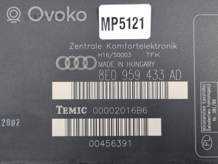 Audi A4 S4 B6 8E 8H Moduł / Sterownik komfortu 8E0959433AD