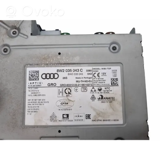 Audi A4 S4 B9 8W Radio/CD/DVD/GPS-pääyksikkö 8W2035043C