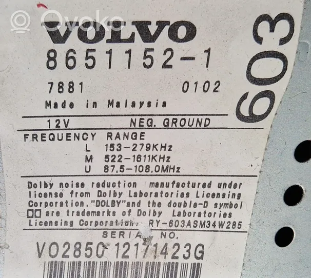 Volvo V70 Unité principale radio / CD / DVD / GPS HU603