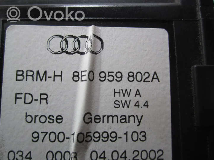 Audi A4 S4 B6 8E 8H Silniczek podnoszenia szyby drzwi tylnych 8E0959802A