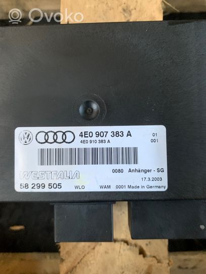 Audi A8 S8 D3 4E Piekabes āķa vadības bloks 4E0907383A