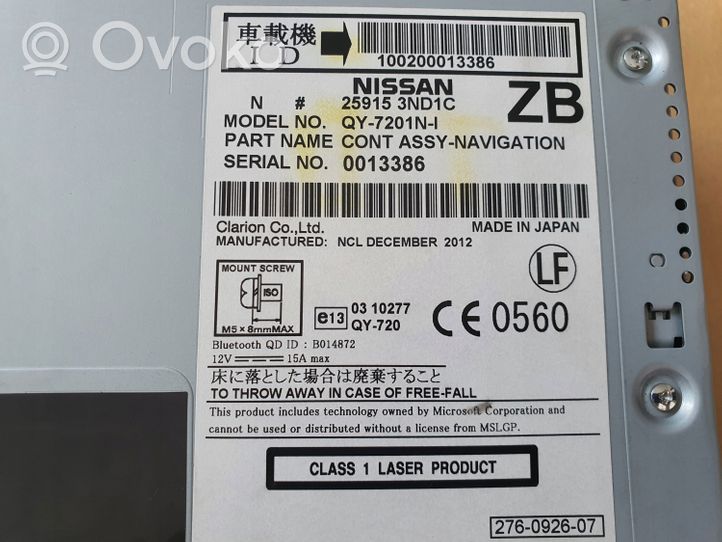 Nissan Leaf I (ZE0) Unità principale autoradio/CD/DVD/GPS 259153ND1C