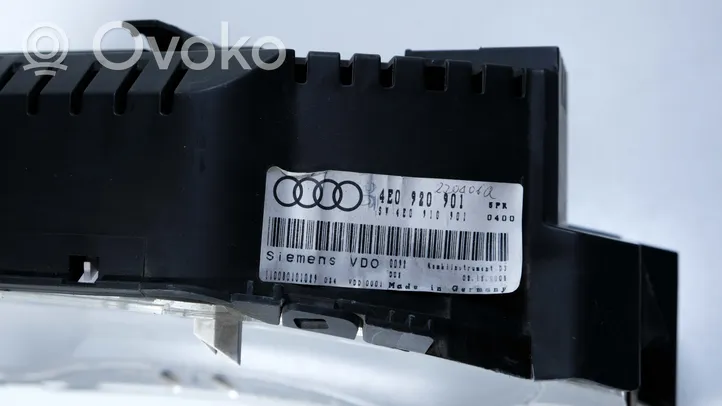 Audi A8 S8 D3 4E Tachimetro (quadro strumenti) 4E0920901