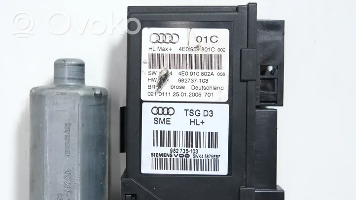 Audi A8 S8 D3 4E Asa reguladora de la puerta trasera 4E0959801C