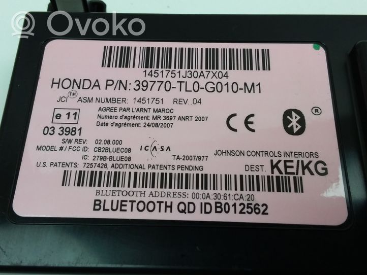 Honda Accord Moduł / Sterownik Bluetooth 39770TL0G010M1