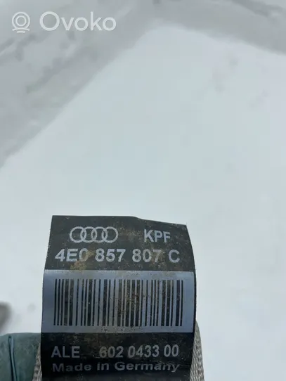 Audi A8 S8 D3 4E Pas bezpieczeństwa fotela tylnego środkowego 4E0857807C