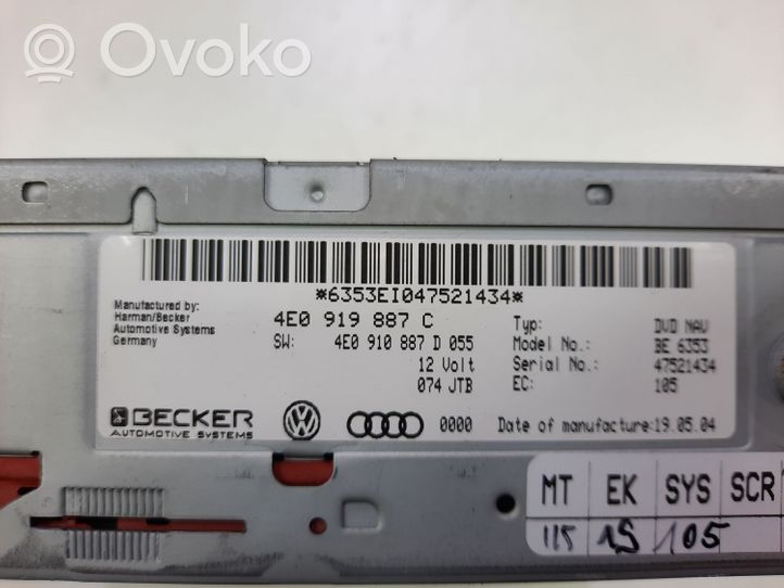 Audi A6 S6 C6 4F Unità di navigazione lettore CD/DVD 4E0919887C